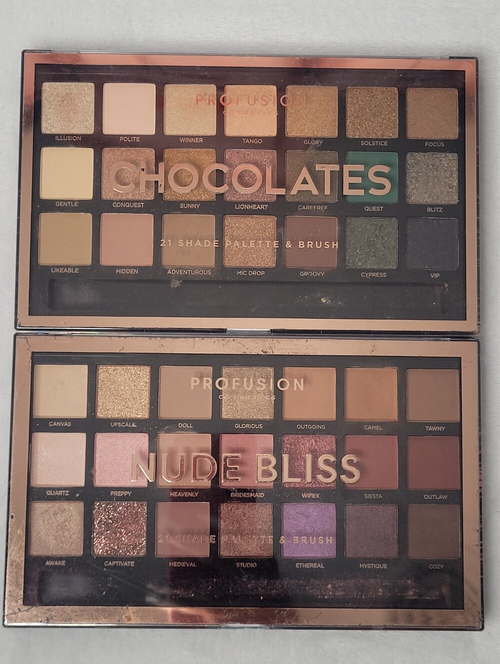 Profusion Cosmetics CHOCOLATES & NUDE BLISS 2 Palette Bundle 42 Shades Total